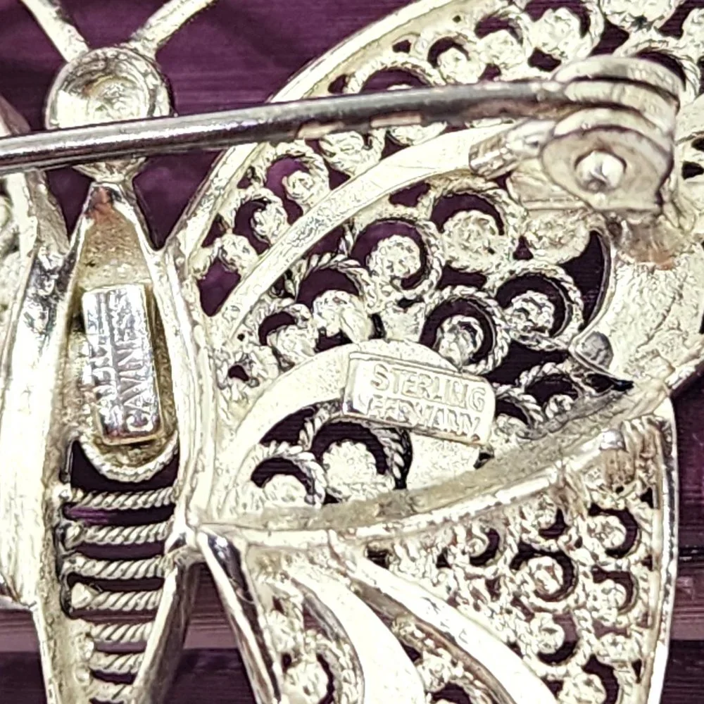 Vintage Sterling Silver ALICE CAVINESS Filigree Butterfly Germany Pin Brooch